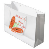 愛を込めて焼いたオレンジ色のパンのカップル絵文字（名前を追加） ラージペーパーバッグ (正面アングル)