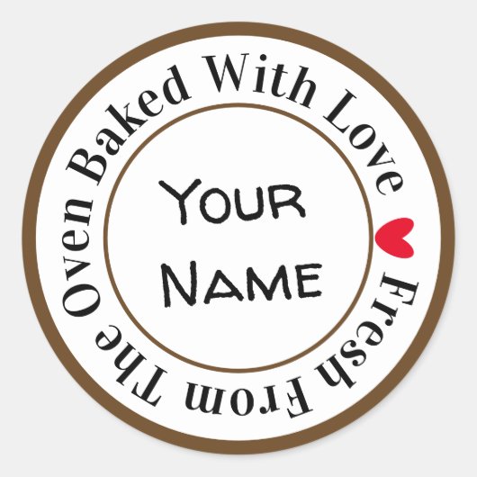 愛を込めて焼きたて オーブンからのフレッシュなブラックチョコ ラウンドシール (正面)