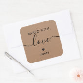 愛を込めて焼きました タグ, 手作りステッカー, クラフト紙 スクエアシール (封筒)