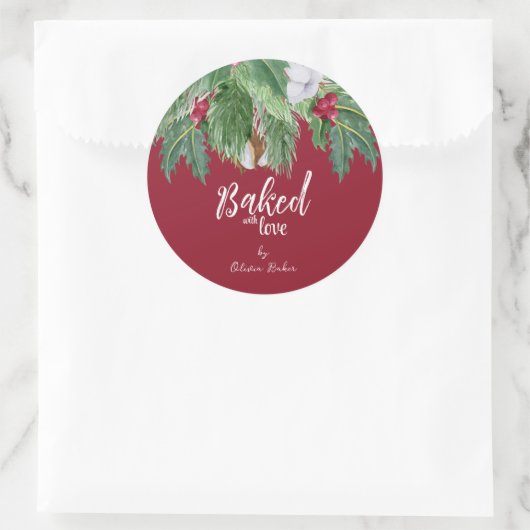 愛を込めて焼き上げたクリスマス菓子 ラウンドシール (バッグ)