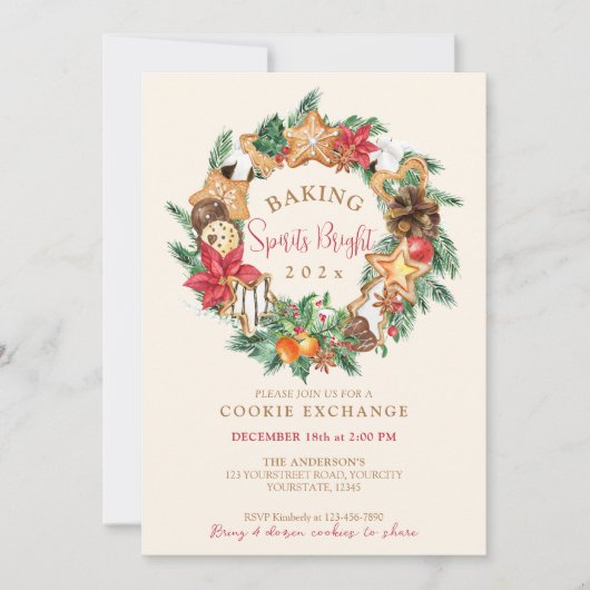 愛を込めて焼き上げたジンジャーブレッドクッキー交換 招待状 (正面)