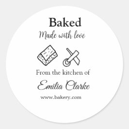 愛を込めて焼き上げたパン屋のビジネス名を追加 テクスチャ L ラウンドシール
