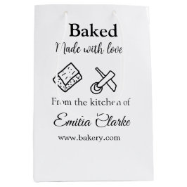 愛を込めて焼き上げたパン屋の名前を追加するテンプレート ミディアムペーパーバッグ