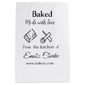 愛を込めて焼き上げたパン屋の名前 テクスチャを追加 ミディアムペーパーバッグ (裏面)