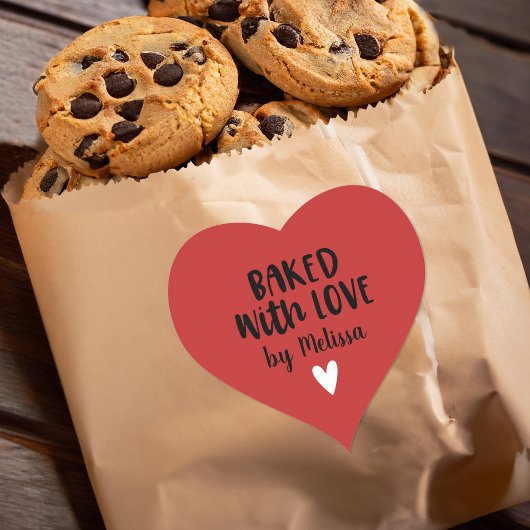 愛を込めて焼き上げた手作りの赤いハートステッカー ハートシール