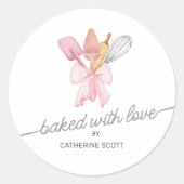 愛を込めて焼き上げた水彩画のパーソナライズされたもの ラウンドシール (正面)