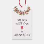 愛を込めて焼き上げた ホリデー グリーンの水彩画 ギフトタグ (正面)