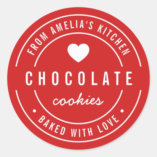 愛を込めて焼き上げました の背景色は編集可能 ラウンドシール (正面)