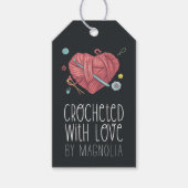 愛を込めて編まれた手作りの毛糸ハート ギフトタグ (正面)