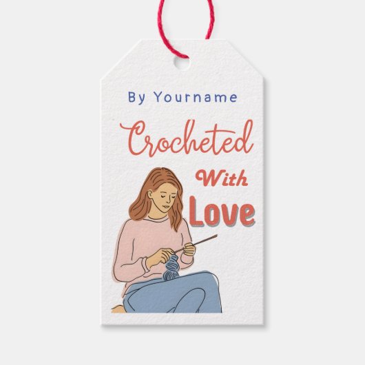 愛を込めて編みました ハンドメイド商品用のタグ(取扱説明付き) ギフトタグ (正面)