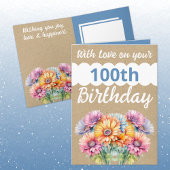 愛を込めて100歳の誕生日ガーベラの花青 カード