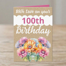 愛を込めて100歳の誕生日ガーベラの花 ピンク
