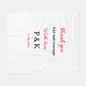 愛を込めて、カップルの名前のイニシャルを添えて、ありがとう フリースブランケット (正面(横))