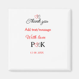 愛を込めて、カップルの名前のイニシャルを添えて、ありがとう マグネット