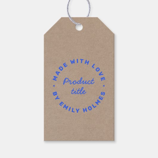 愛を込めて | ラスティック クラフト ブルー スタイリッシュ レトロ ギフトタグ (正面)