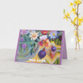 愛を込めて 小さい、4" x 5.6" 折りたたみ式グリーティングカード カード (黄色い花)