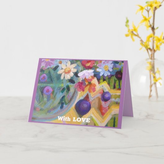 愛を込めて 小さい、4" x 5.6" 折りたたみ式グリーティングカード カード (黄色い花)