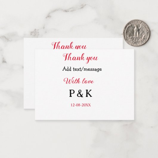愛を込めて 新婦名 新郎名 ありがとう ノートカード (正面/裏面インサイチュ)