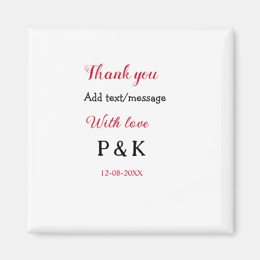愛を込めて 新婦名 新郎名 さんへ ありがとう マグネット (正面)