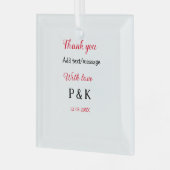 愛を込めて 新郎新婦の名前を入れて ありがとうの日 ガラスオーナメント (正面左)