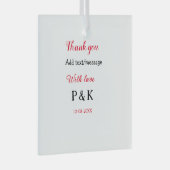 愛を込めて 新郎新婦の名前を入れて ありがとうの日 ガラスオーナメント (正面右)