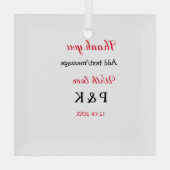 愛を込めて 新郎新婦の名前を入れて ありがとうの日 ガラスオーナメント (裏面)