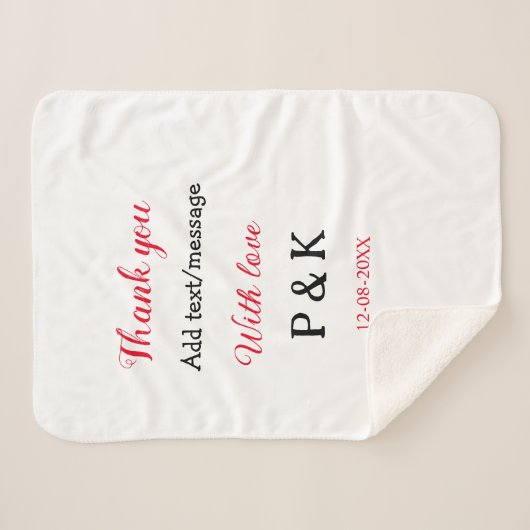 愛を込めて 新郎新婦の名前を入れて ありがとうの日 シェルパブランケット (正面(横))