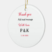 愛を込めて 新郎新婦の名前を入れて ありがとうの日 セラミックオーナメント (左)