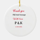 愛を込めて 新郎新婦の名前を入れて ありがとうの日 セラミックオーナメント (裏面)