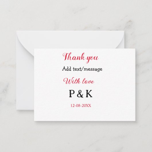 愛を込めて 新郎新婦の名前を入れて ありがとうの日 ノートカード (正面)
