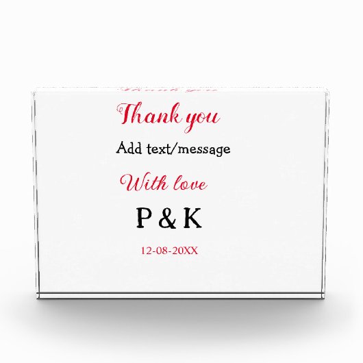 愛を込めて 新郎新婦の名前を入れて ありがとうの日 フォトブロック (正面)