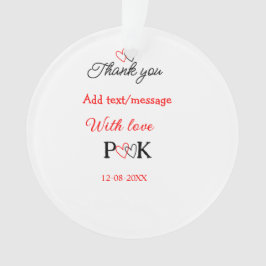 愛を込めて 新郎新婦の名前を入れて ありがとう 日付 オーナメント