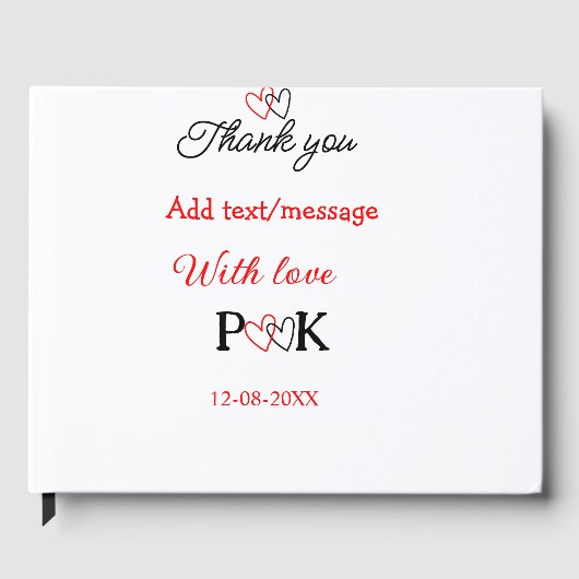 愛を込めて 新郎新婦の名前を入れて ありがとう 日付 ゲストブック (正面)