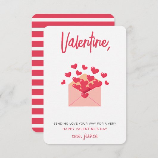 愛を送るキッズ・バレンタインデー ノートカード (正面/裏面)