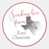 愛を送るテキサス州 – バレンタインデー ラウンドシール (正面)