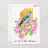 愛を送るミシシッピMockingbird Magnolia ポストカード (正面/裏面)