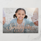 愛を送る可愛い1枚の写真バレンタイン 箔シーズンカード (正面)