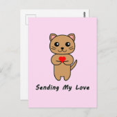 愛を送る – ピンクの背景（縦） ポストカード (正面/裏面)