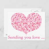 愛を送る/ピンクハート絵葉書 ポストカード (正面/裏面)