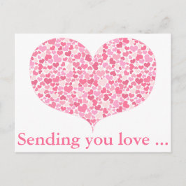 愛を送る/ピンクハート絵葉書 ポストカード