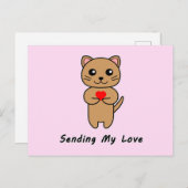 愛を送る – ピンク背景 ポストカード (正面/裏面)