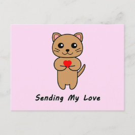 愛を送る – ピンク背景 ポストカード