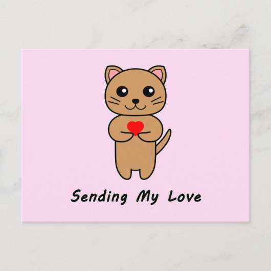 愛を送る – ピンク背景 ポストカード (正面)