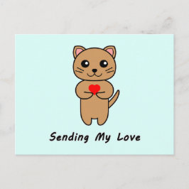 愛を送る – 青い背景 ポストカード