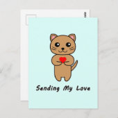 愛を送る – 青い背景（垂直） ポストカード (正面/裏面)