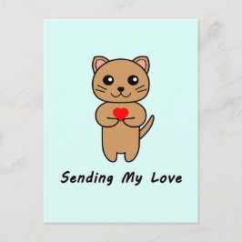 愛を送る – 青い背景（垂直） ポストカード