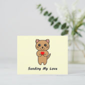 愛を送る – 黄色の背景 ポストカード (スタンド正面)