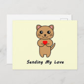 愛を送る – 黄色の背景 ポストカード (正面/裏面)