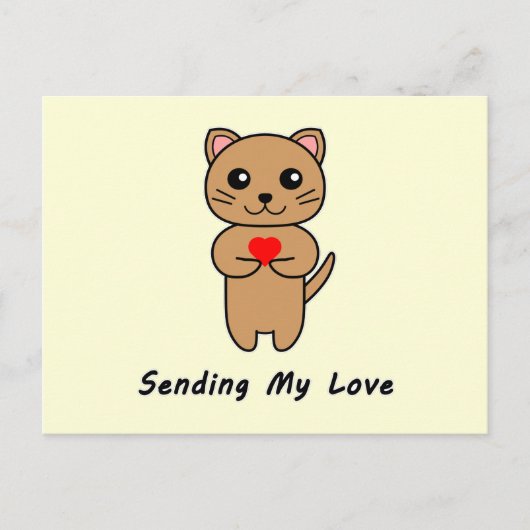 愛を送る – 黄色の背景 ポストカード (正面)
