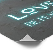 愛を静かに青いネオン引用文 ポスター (角)